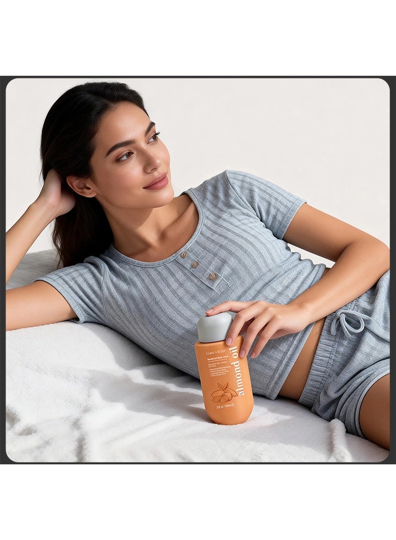 Flora Ruby لوشن الجسم المرطب والمزيل للعرق من فلورا روبي: 90 مل، برائحة اللوز الخفيفة، ترطيب يدوم طويلاً، يمنع تشقق الجلد، عناية مزدوجة لليدين والبشرة. - Image 3